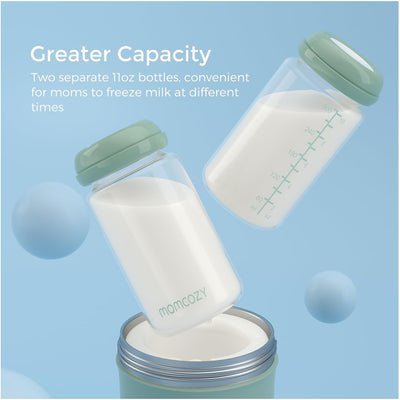 Momcozy Cooler de Leite Materno 650ML Verde - Capacidade de Armazenamento e Armazenamento Separado